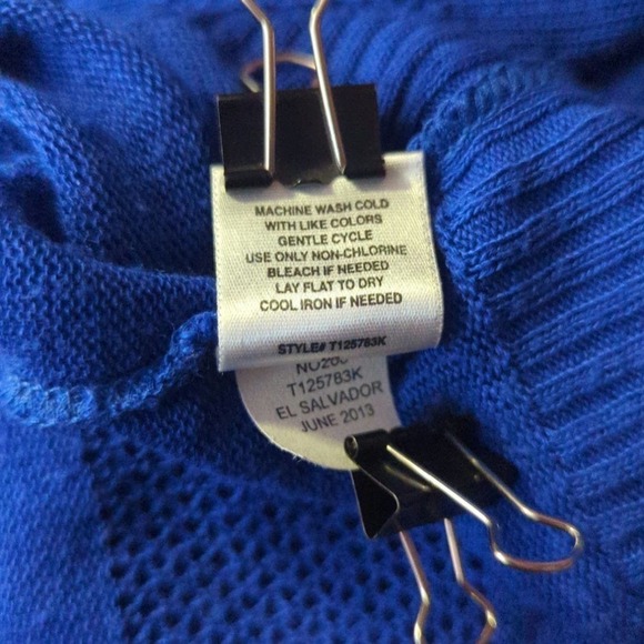 T/O Blue Cardigan Sweater Sheer Striped‎ 3/4 Sleeve Y2K Woman's Size Small - Picture 9 of 11